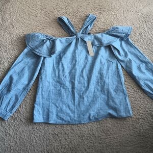 J. Crew Light Blue Off-Shoulder Blouse NWT